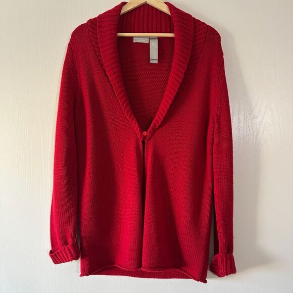 Liz Claiborne Collection Womens Knit Merino Wool Cardigan Sweater Red Size Small - Picture 1 of 7